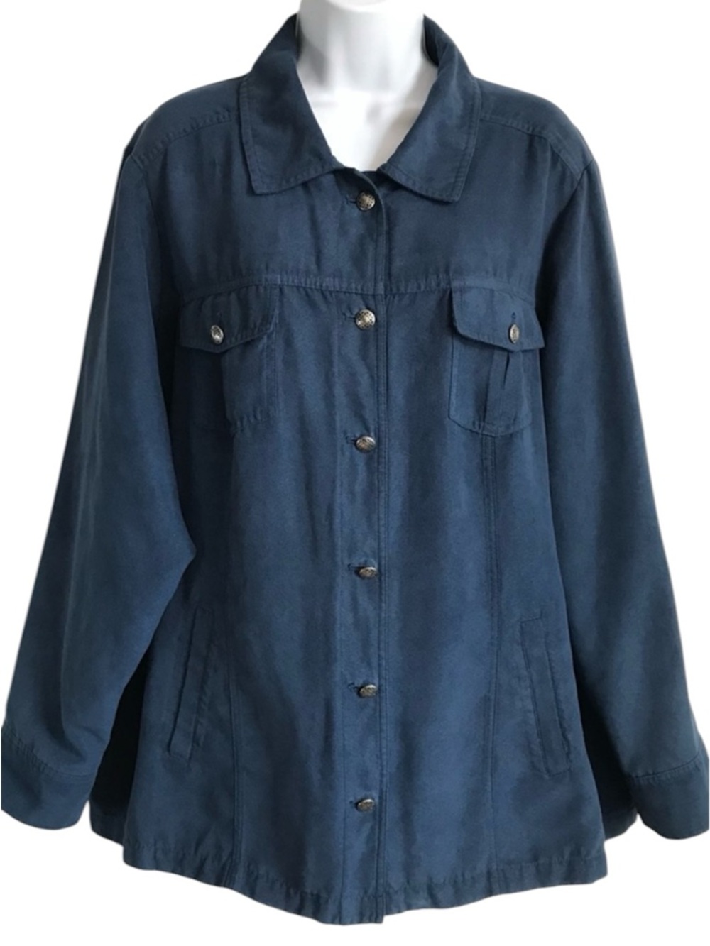 Croft & Barrow Women’s 3X Deep Blue Faux Suede Lightweight Utility Jacket in EUC